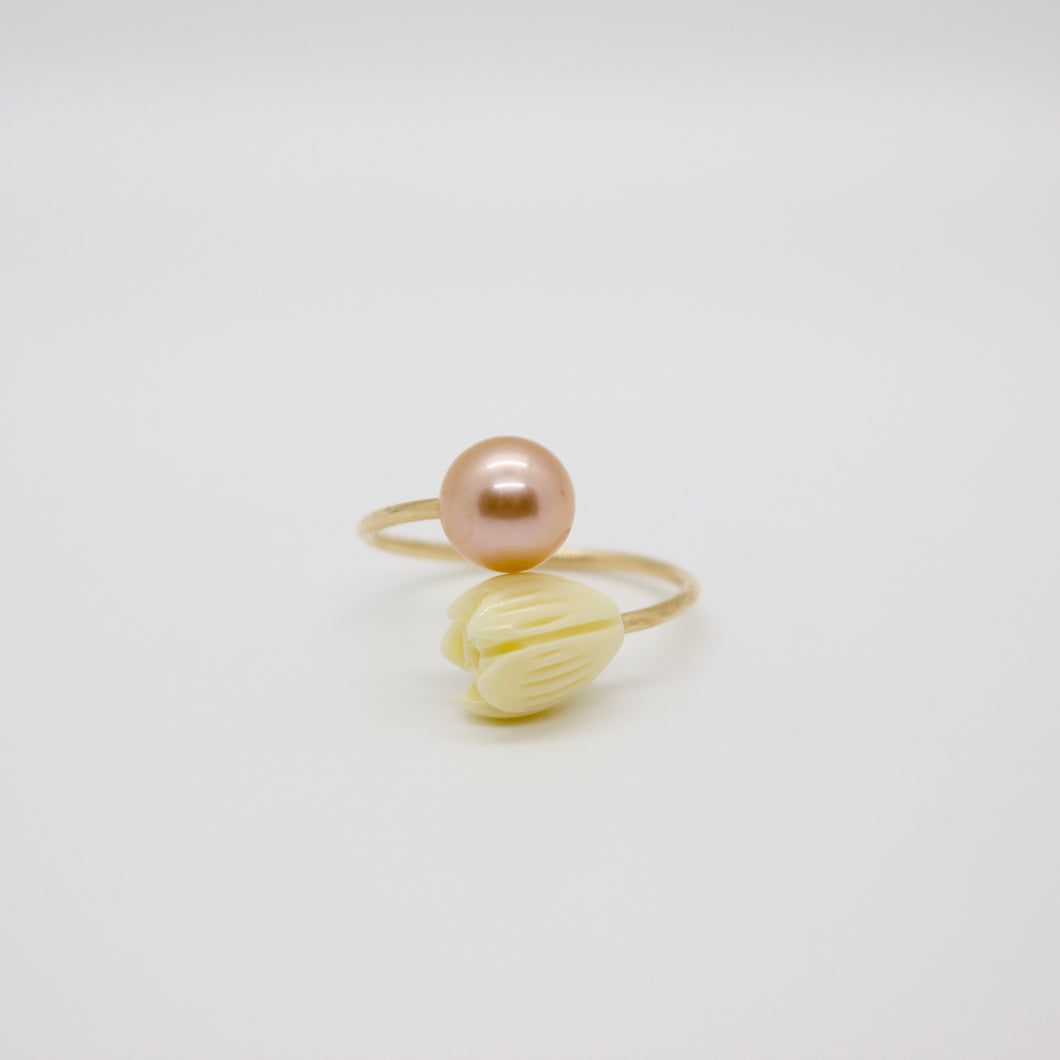 Edison Pearl and Pikake Ring